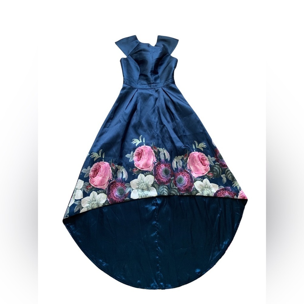 Chi Chi London Navy Floral High Low Dress - Small - Picture 14 of 15